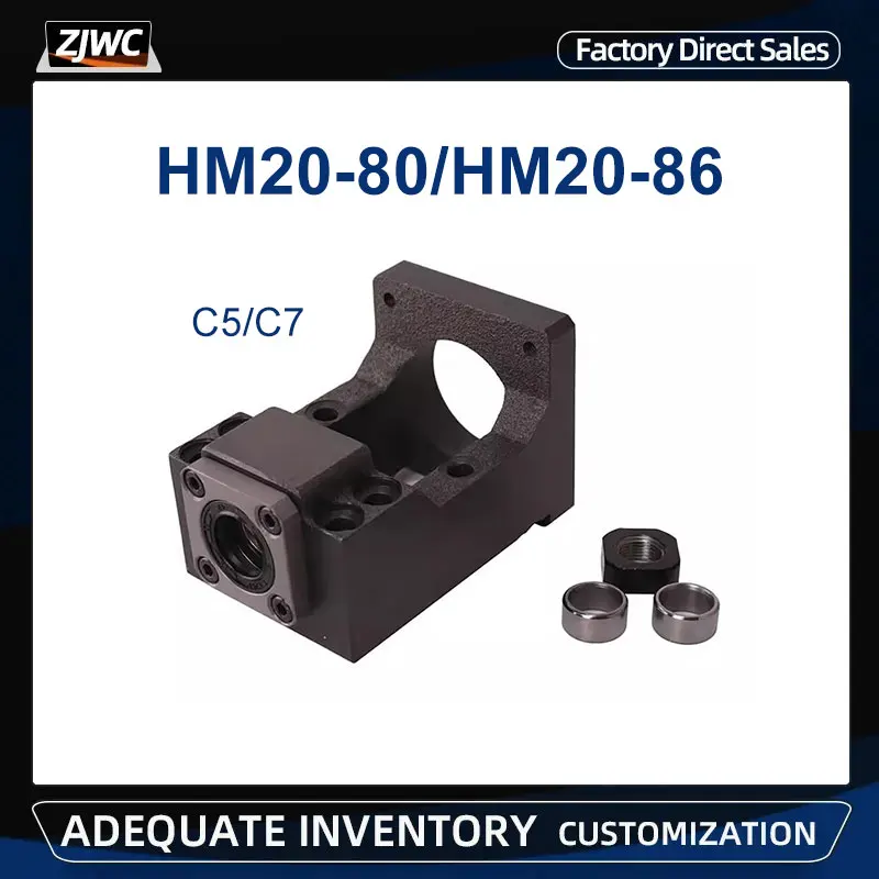 

Cast Iron Step Servo Motor Brackets HM20-80 HM20-86 Motor Mount For SFU2504/2505/2510 Ballscrew CNC Parts