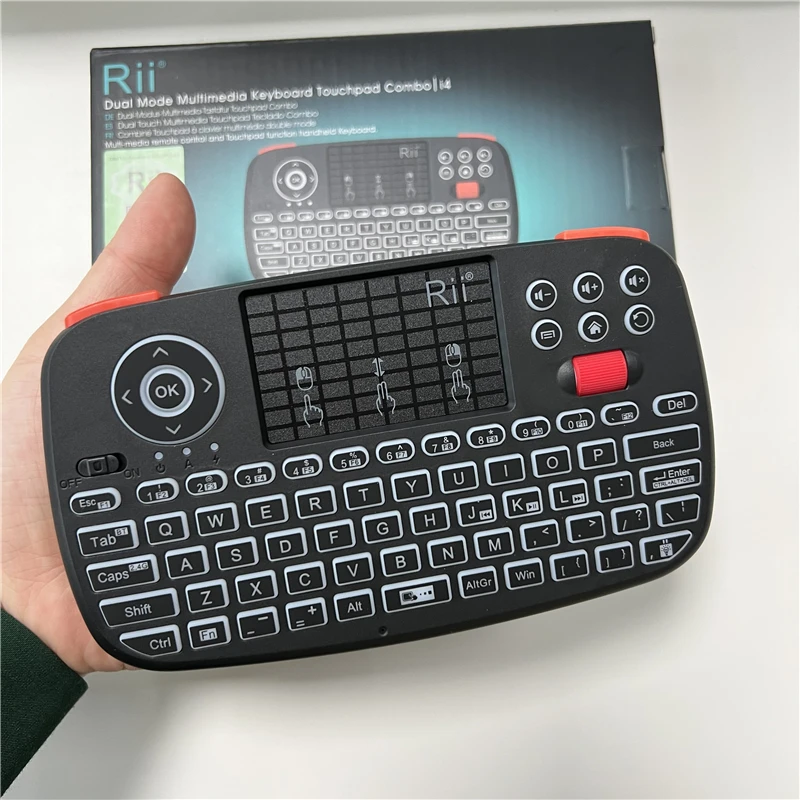 Rii I4 Dual Mode Keyboard, Bluetooth+2.4g With Touchpad,New Scroll Wheel Design,With a Backlit