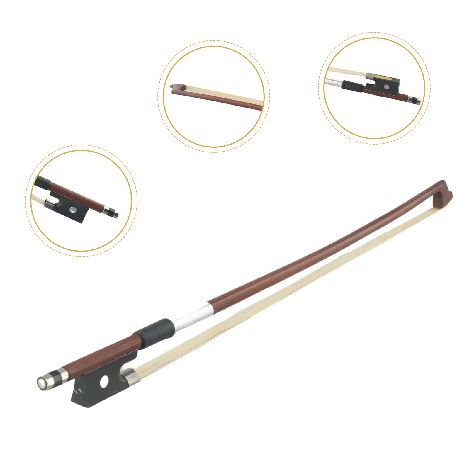 1 Stück 1/4 1/8 1/10 Violinbogen aus Rosshaar, handgefertigter Holz-Instrumentenbogen, Anfänger-Übungsbogen, Violinzubehör für professionelle Spieler