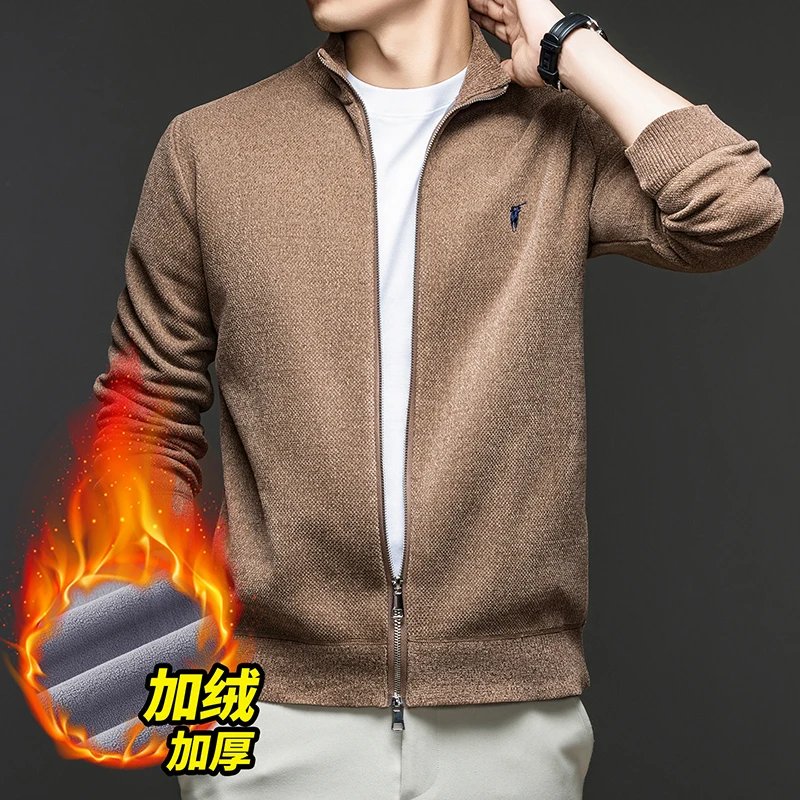 

Вязаная куртка мужская осенне-зимняя новая тенденция одежда с воротником-стойкой деловая повседневная шерстяная куртка-кардиган мужская