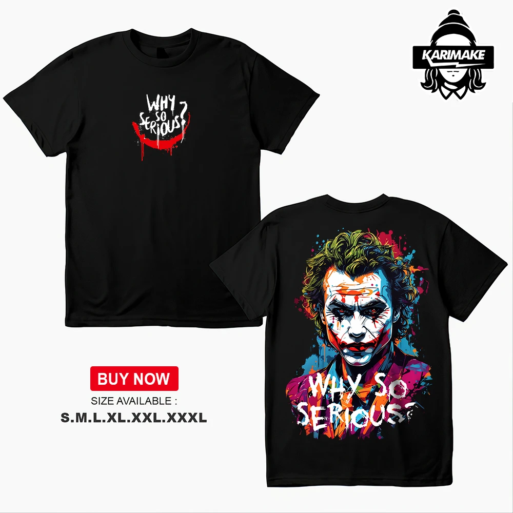 

KARIMAKE Joker Graffiti Illustration Silhouette Tshirt Oversize Baju 100% Cotton American Fashion Street Hip-hop Short-sleeved