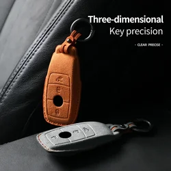 Alcantara Car Key Case Cover For Mercedes Benz W176 W177 W205 W206 W212 W213 W222 W223 W167 W463 X166 A C E S G CLS GLC SL Class