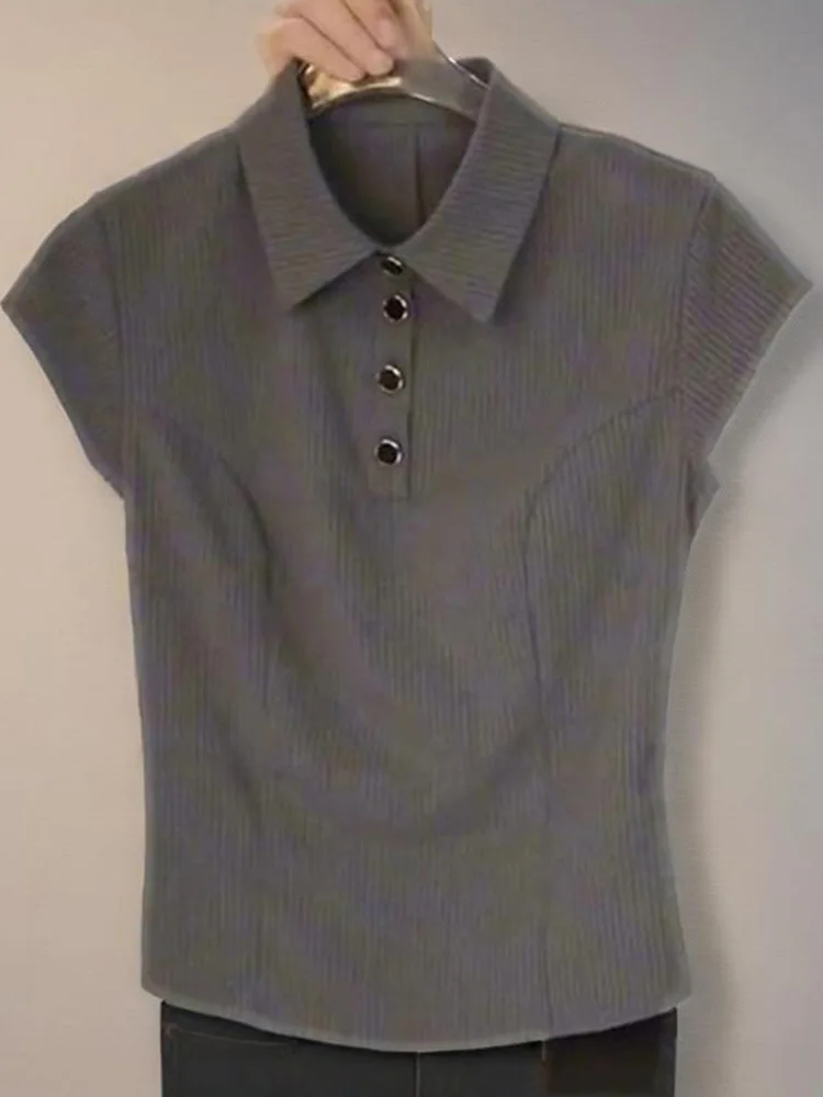 

Slim Fit Pure Color Ne T-irt Women's Summer Faionable Korean Sle Thin Material ort Sve Color Top