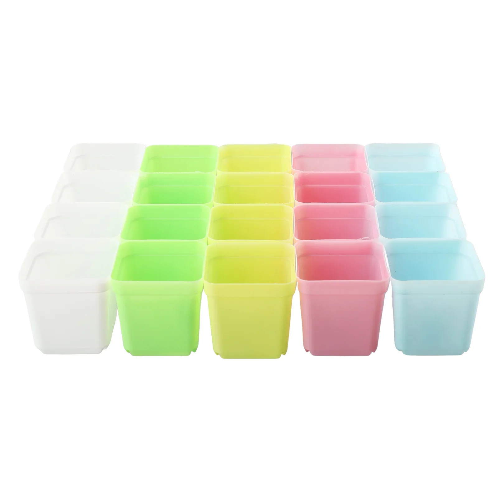 20PCS 5.5*5.5*4.5cm Flower Pot Square DIY Plastic Flower Pot Succulent Plant Tray Home Gardening Basin Planters Pots Decoration