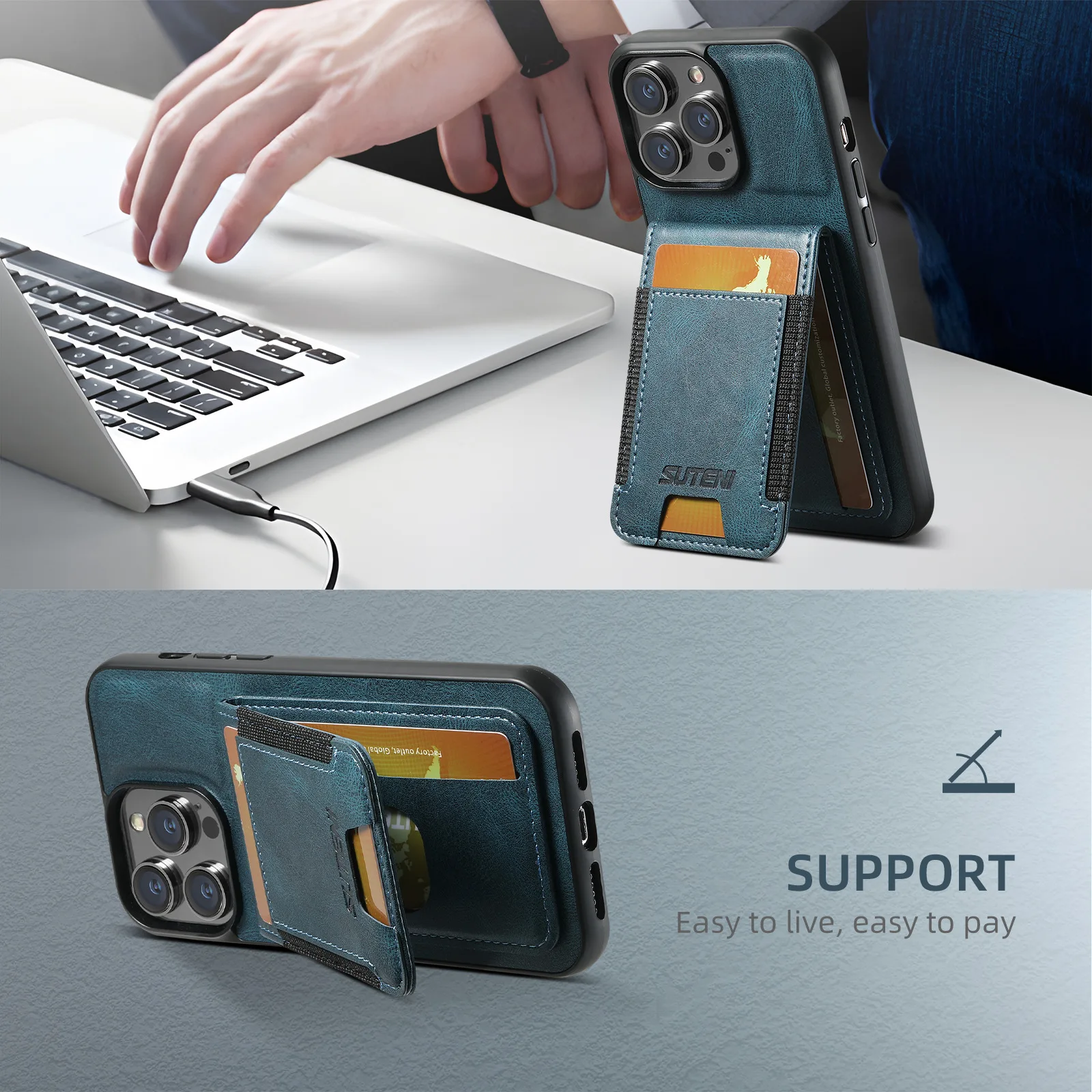 

Elastic Band Wallet Phone Case for iPhone 17 Pro Max 13 11 12 14 15 16 Pro Max 16 Plus Leather Card Holder Slots Cover