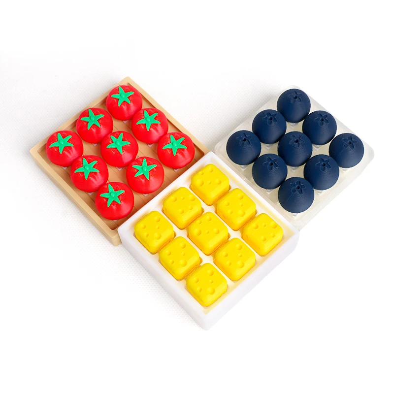 3D Printed Press Button Fidget Toy Tomato Blueberry Cheese Shape Sensory Toy Stress Relief Desktop Puzzle Game for Kids Adults