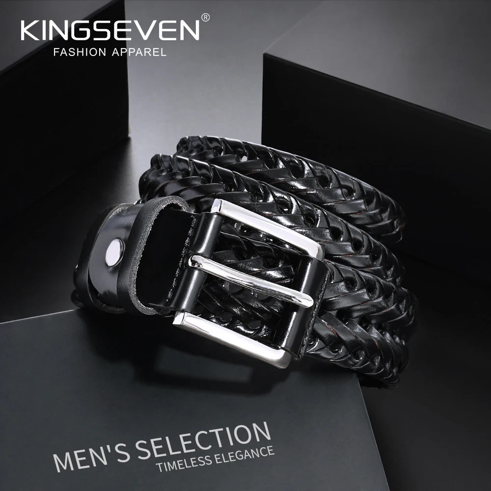 

Мужской ремень KINGSEVEN, стильный и в ретро-стиле, с уникальным плетеным дизайном, подойдет к любому наряду.