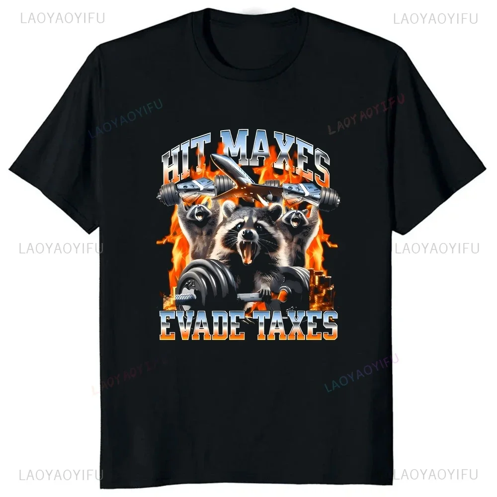 HIT MAXES EVADE TAXES Loose Short Sleeve T-shirt Summer Trend Harajuku Short Sleeve Unisexes Shirt Pattern Large T-shirt