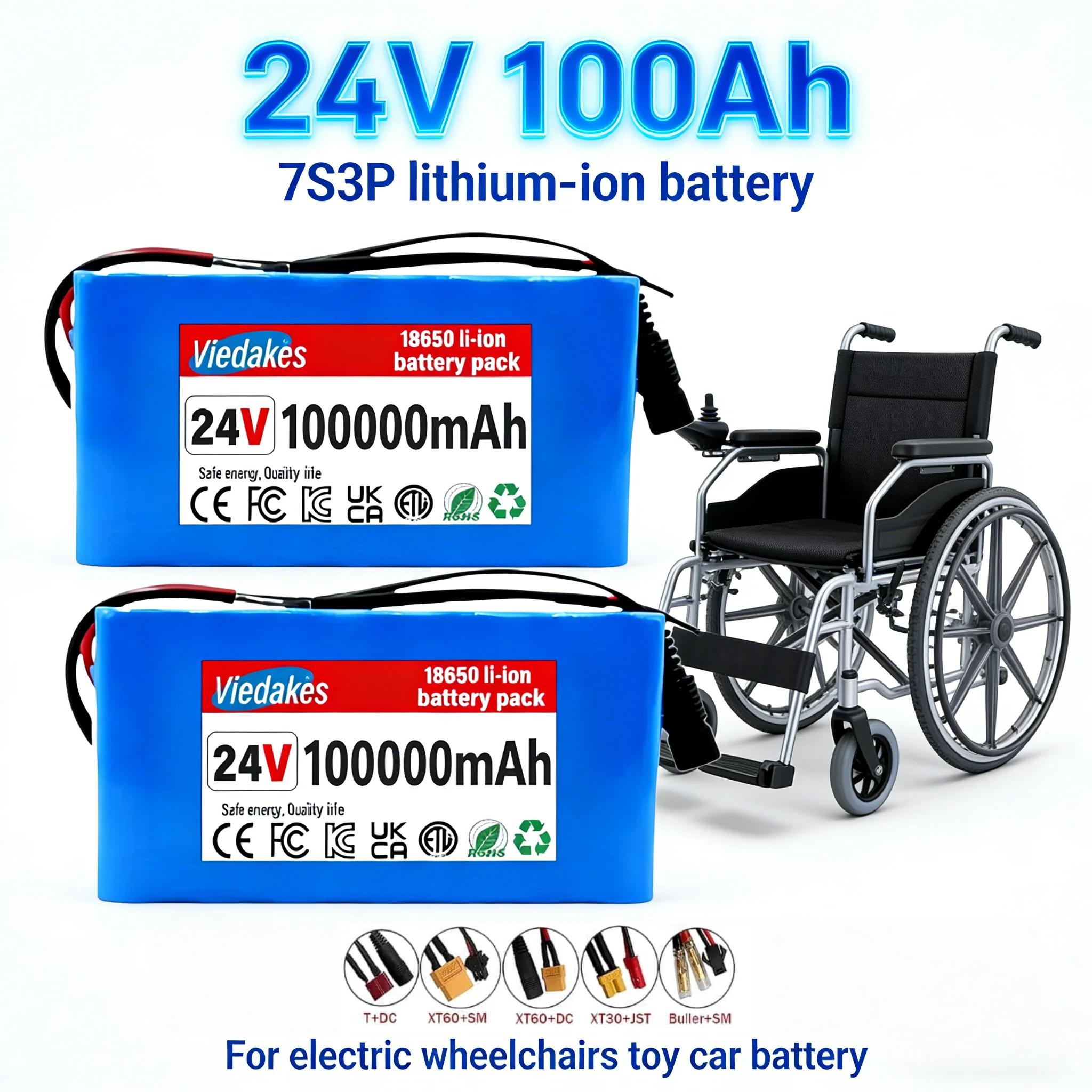 

7s3p 24V 100Ah Lithium ion battery, for Electric Wheelchair Foldable Skateboard Kids Electric Toy Car, Ultra-Long Cycle Life