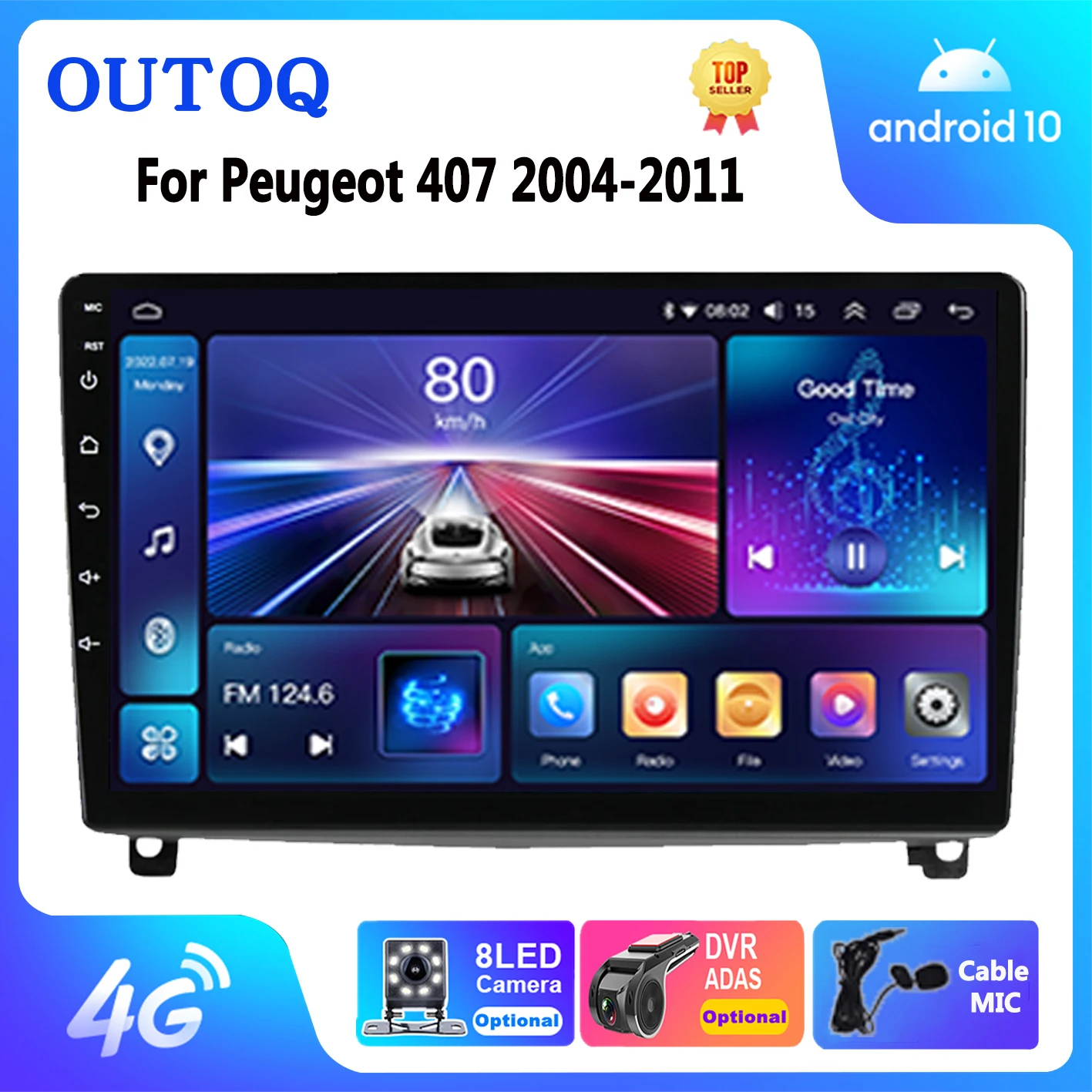 

Android Car Radio Multimedia for Peugeot 407 1 2004 2005 - 2010 2011 Video Player Navigation GPS Carplay Stereo Wifi No 2Din DVD