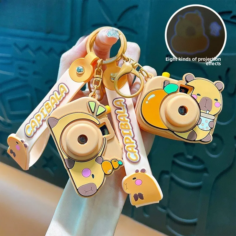 Cute Capybara Projector Camera Keychain Pendant Bag Decor Couple Gift Student Bapa Accory Lovely   home accessories