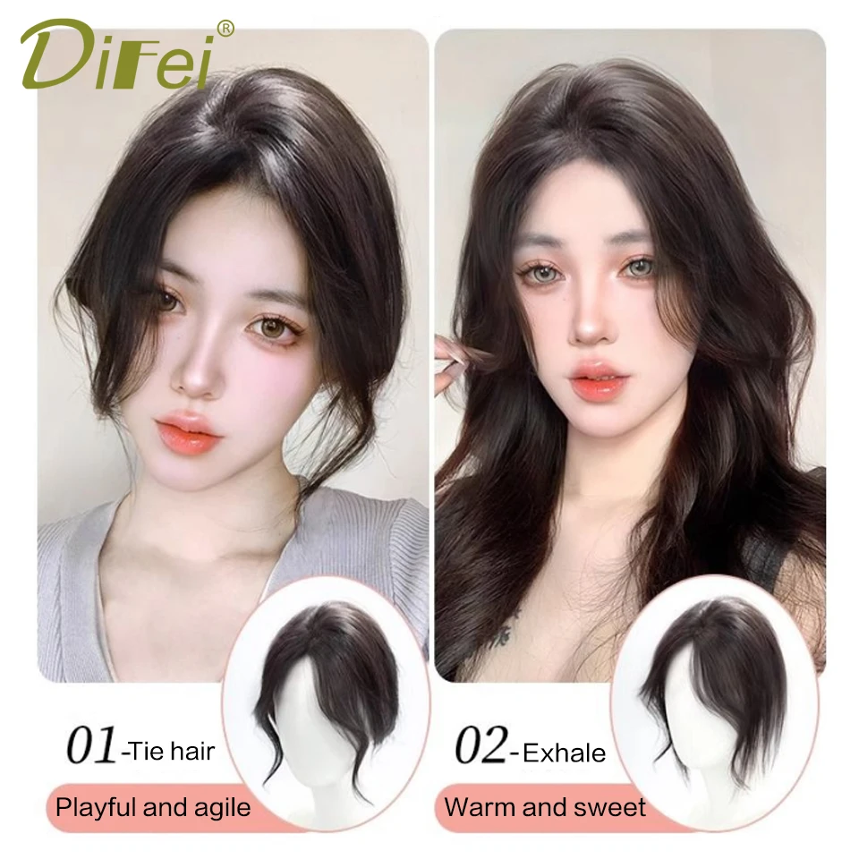 Synthetic Fring Bangs Wig Piece High Skull Top Natural Forehead Fluffiness Increased Hair Volume Invisible Top Of Head Hair Patc