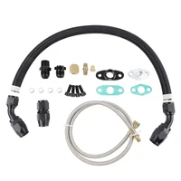 Kit de línea de aceite Turbo de 3 piezas (retorno de drenaje + alimentación + brida de tapón de cacerola) - Para T3/T4/T04E/T60/T70 Turbo