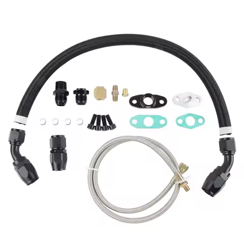 3-Piece Turbo Oil Line Kit (Drain Return + Feed + Pan Plug Flange) - For T3/T4/T04E/T60/T70 Turbo