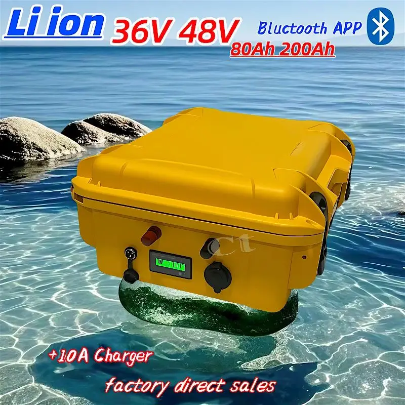 

Waterproof Lithium Li-ion Battery 36V 100Ah 200Ah 48V 150Ah with Bluetooth for Tricycle Golf Cart 5000W Vehicle
