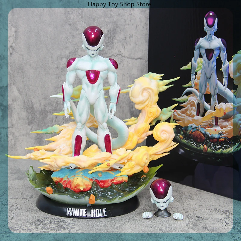 31cm Dragon Ball Frieza Fourth Form White Hole Anime Figure Model Statue Collection Desktop Decoration Ornament Light Toys Gifts