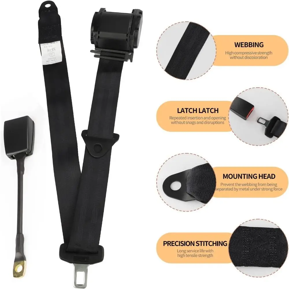 2PCS Universal 3Point Retractable Adjustable Belts for Golf Cart, UTV, Minivan, RV, Truck, Forklift