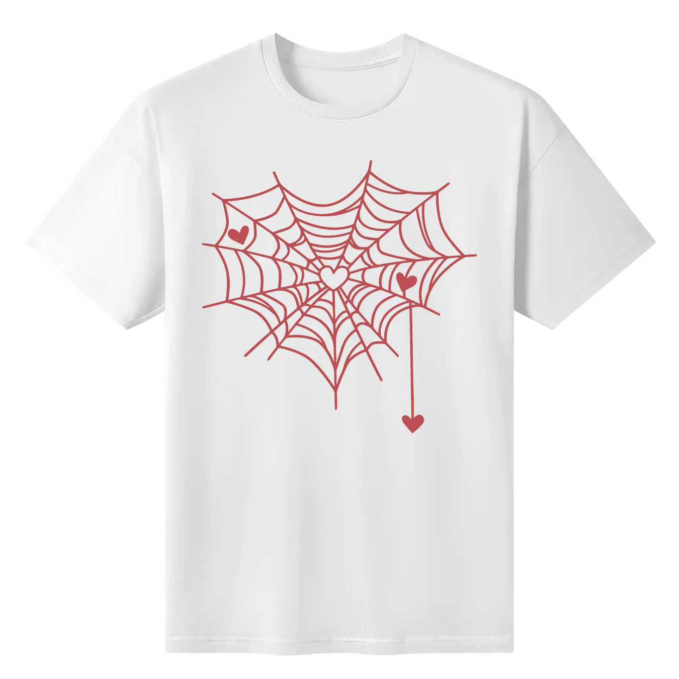 Pink Love Spider Web Funny Graphic Printing Tshirts Men Fashion Cotton T Shirts Summer Breathable Clothes Oversize Street Tee