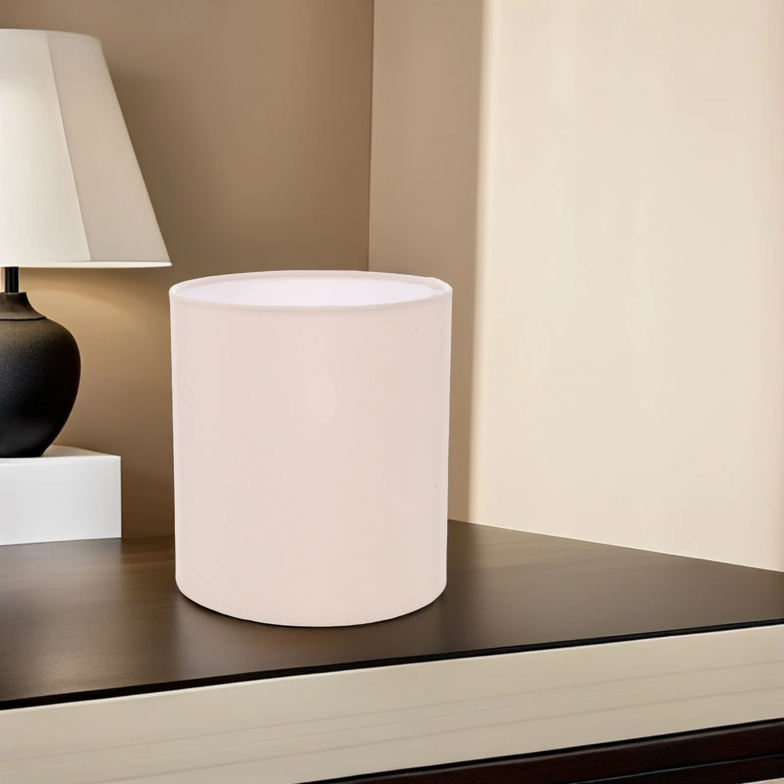 

Drum Cylinder Fabric Lampshade Beige 5.50x5.1 Inch Decorative Light Cover Replacement for Floor Table Bedside Lamps Pendant