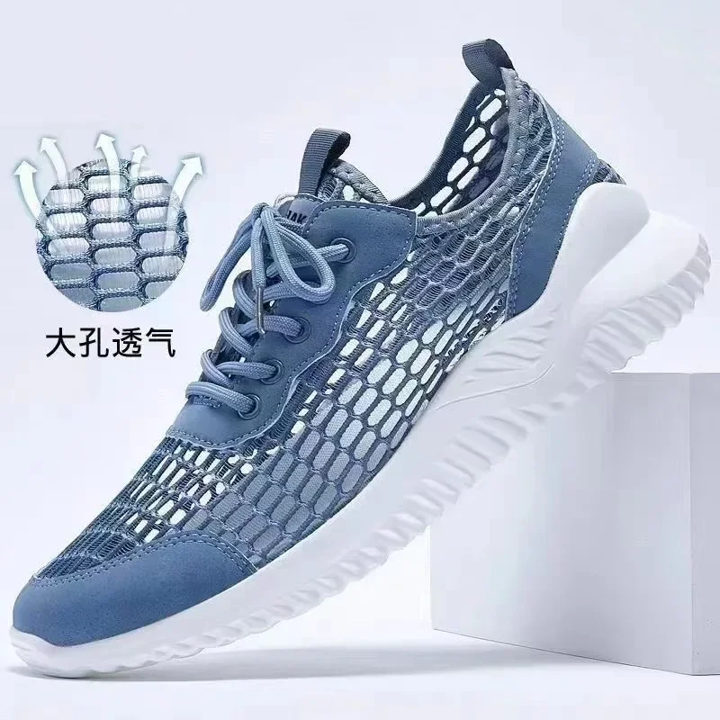 Zapatillas de deporte de verano para hombre, zapatos deportivos informales ligeros y transpirables, zapatillas deportivas de malla ligeras para correr, Tenis Masculinos