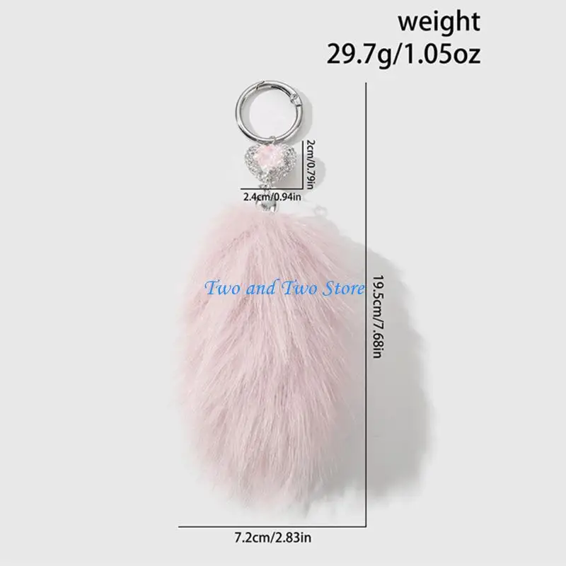 HX6F Fashionable Animal Tail Keychain Attractive Faux Furs Bag Embellishment for Girl