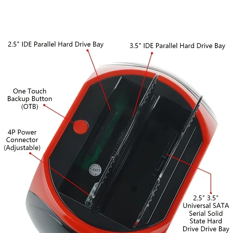 2.5 & 3.5 IDE/SATA Universal Hard Drive Dock - Dual-Disk, Dual-Use Serial & Parallel Ports for Maximum Mobility