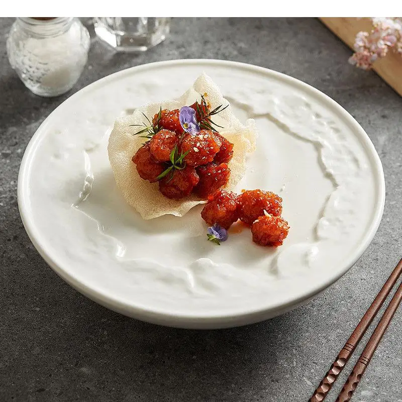 Ceramic Dinner Plate Restaurant Double Heat Preservation Snack Dessert Plates Sushi Sashimi Tableware