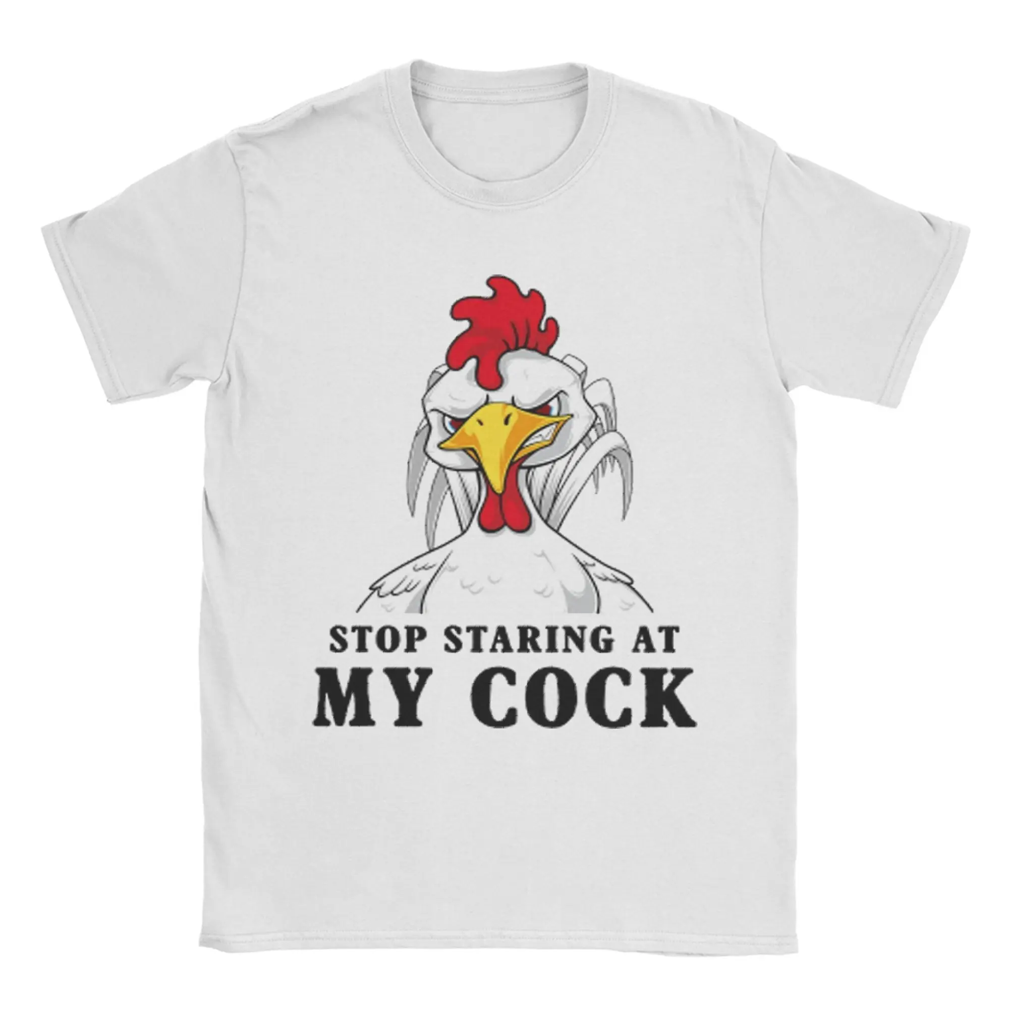 

Stop Looking at My Cock Chicken Farmer Lover Men's T Shirts Tees Short Sleeve Round Collar T-Shirts Pure Cotton Party Clothing
