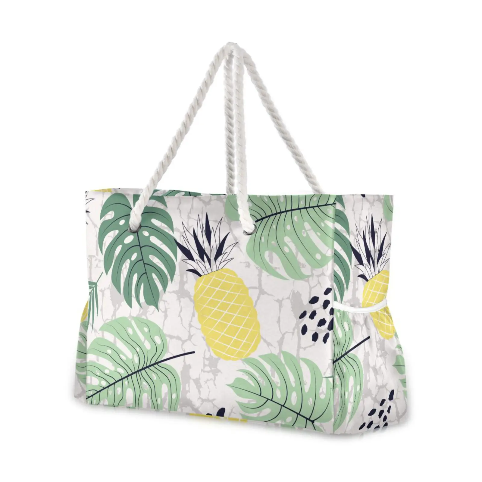 Large Capacity Tote Bag For Women Shoulder Bag Pineapple Print Handle Bag New Trendy Lady Shopping Pouch Designer Tote Bolso