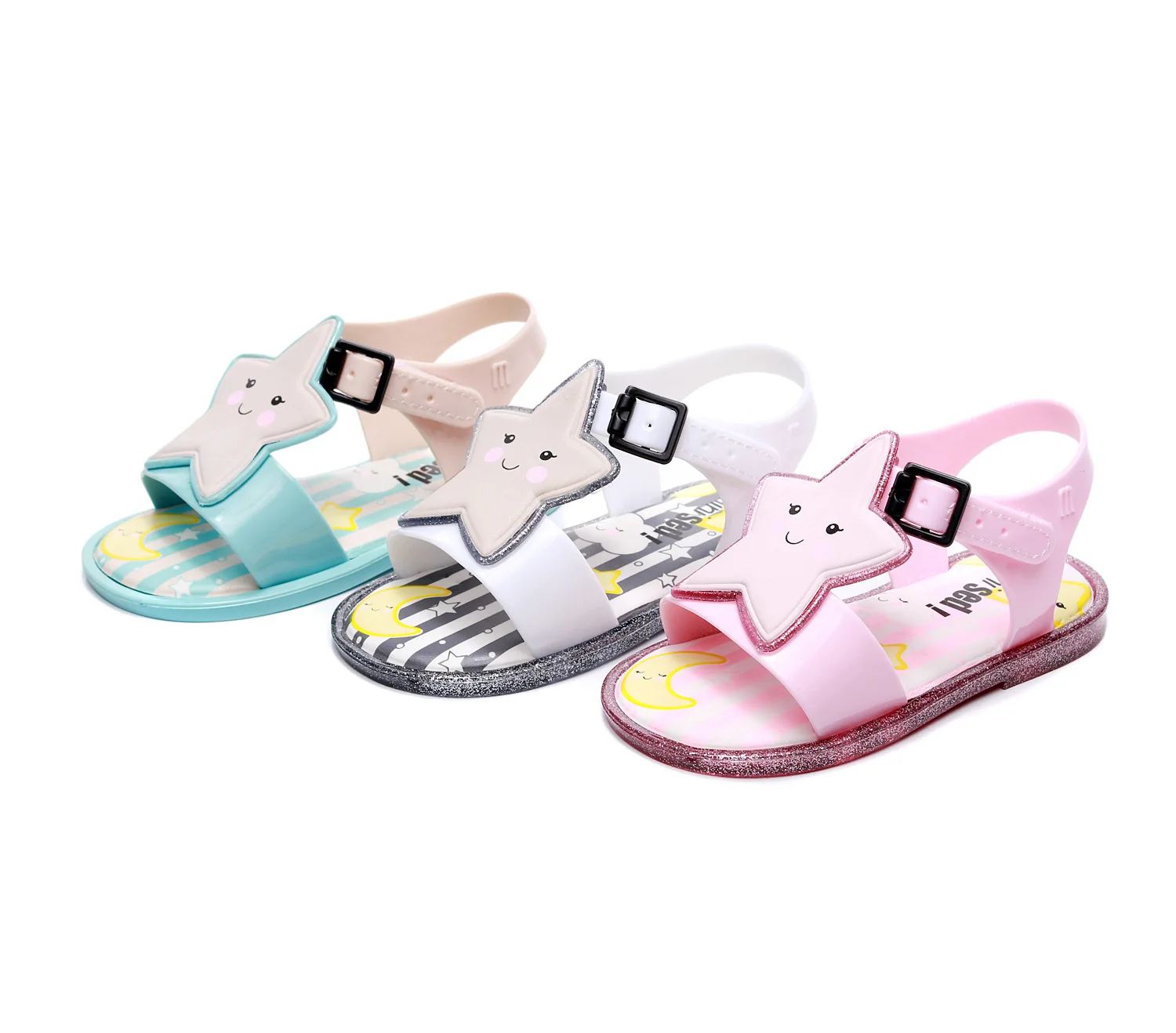 

2024 New Mini Sed Jelly shoes Girl and boy fashion Summer sandal Moon Star Children's Non Slip flat sole beach shoes