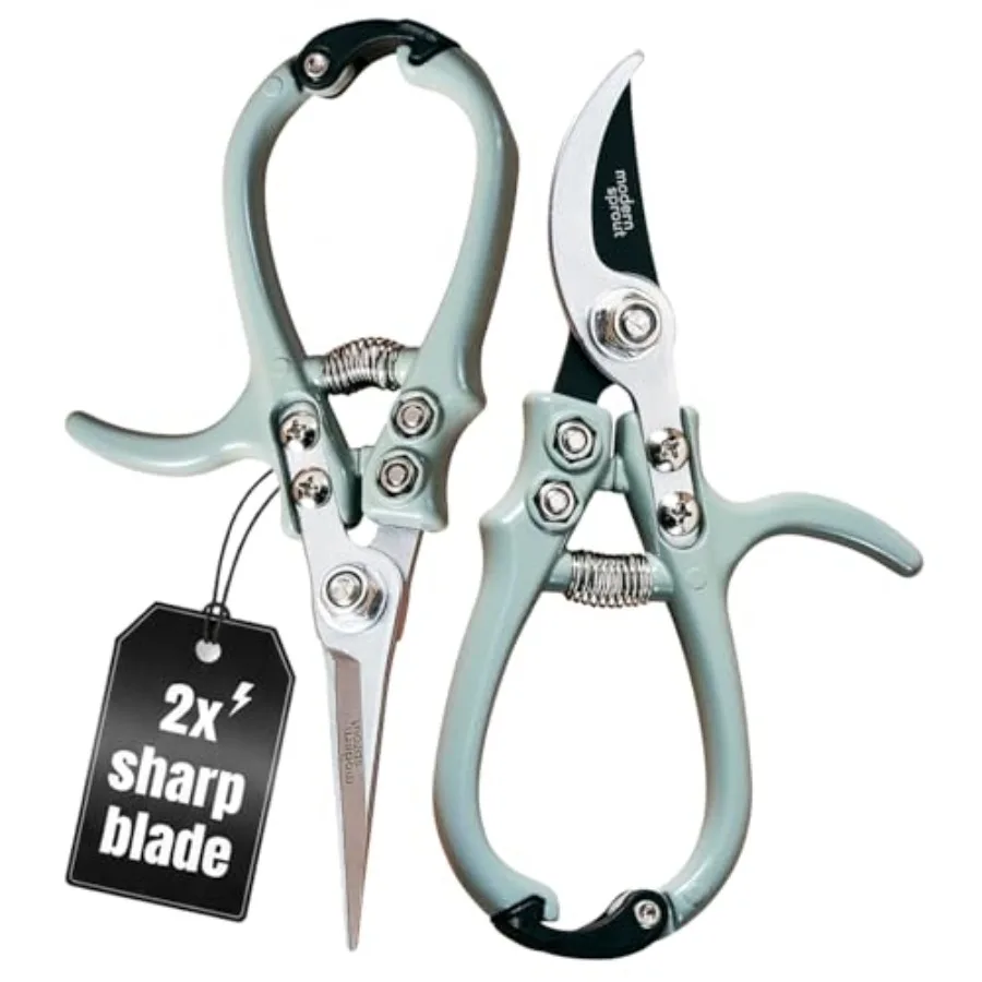 

Hand Pruners and Shears Set with Blister Pack - Lightweight Gardening Tools with Easy Lock - Sharp Carbon Steel Blades -Rust Re