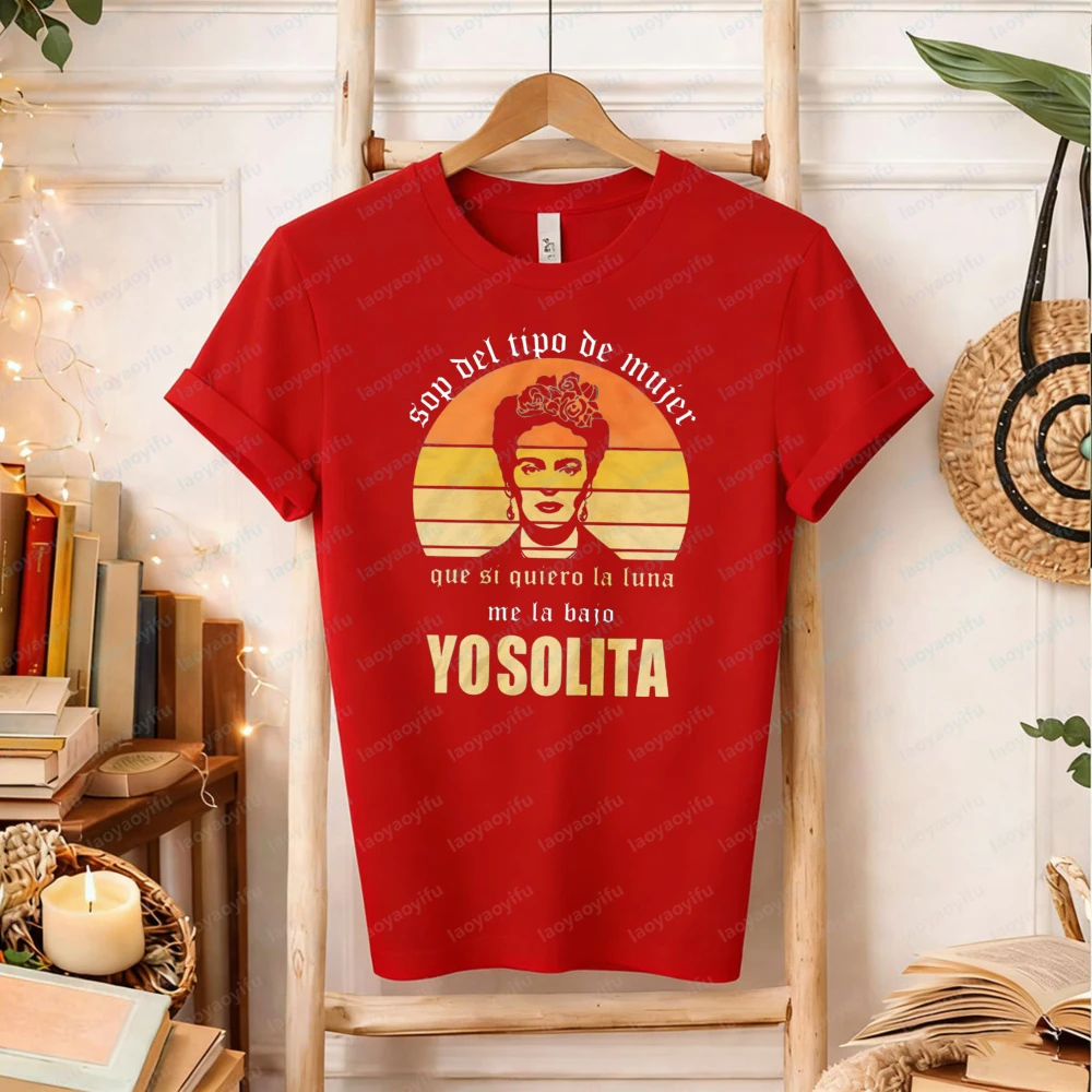 Frida Khalo Sop Del Tipo De Mujer Que Si Quiero La Luna Me Vintage Retro T-Shirt Frida Khalo Feminist Women Rights Shirt Tops view 4