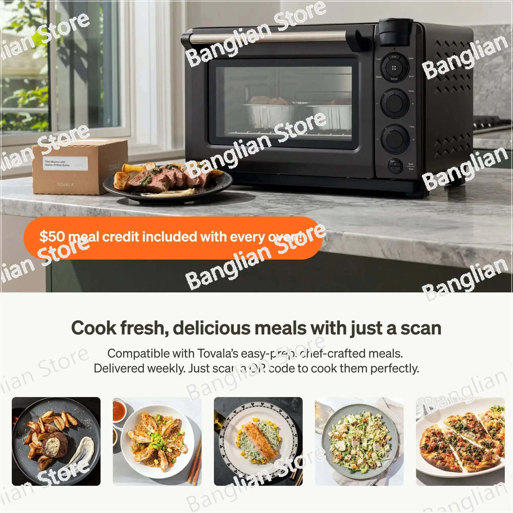 Smart Oven Pro, 6-in-1 Countertop Convection Oven - Steam, Toast, Air Fry, Bake, Broil, and Reheat - Smartphone Control S