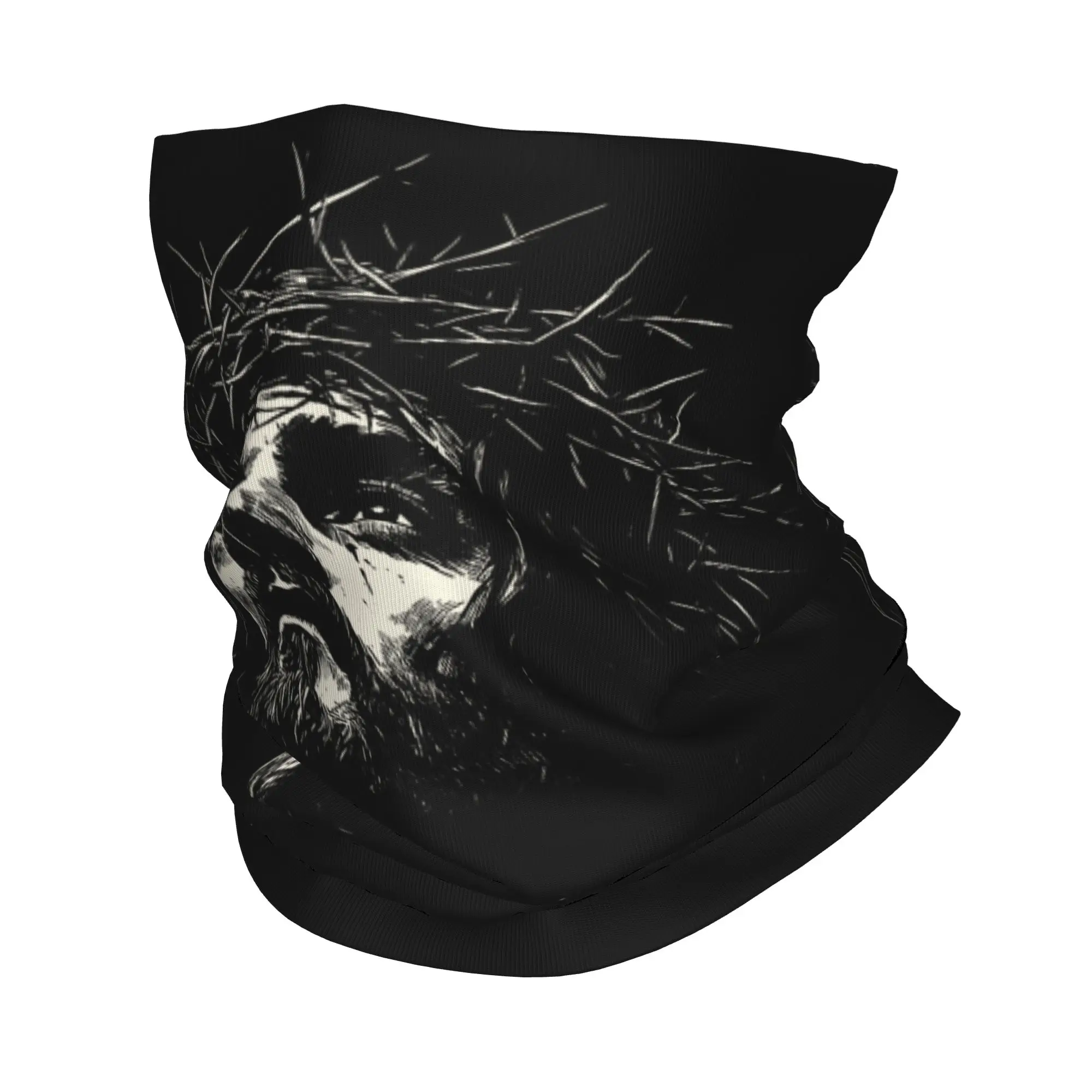 Portrait of Jesus Crown of Thorns Bandana Neck Gaiter Balaclavas Magic Scarf Christian Faith Headband Multi-use Unisex Adult