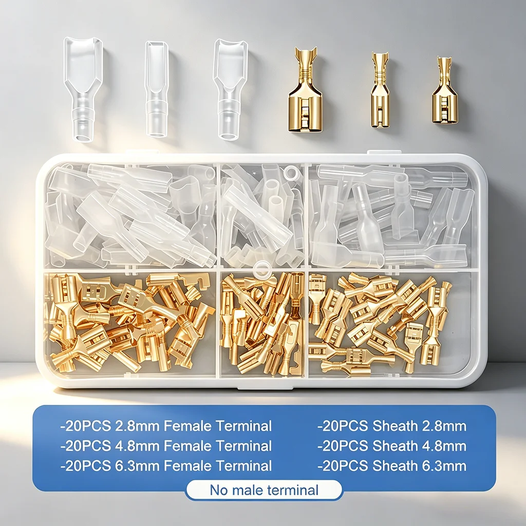 

Crimp Terminals, Insulated Seal Electrical Wire Connectors – Crimp Terminal Connector Assortment Kit270/135/120pcs 2.8/4.8/6.3mm