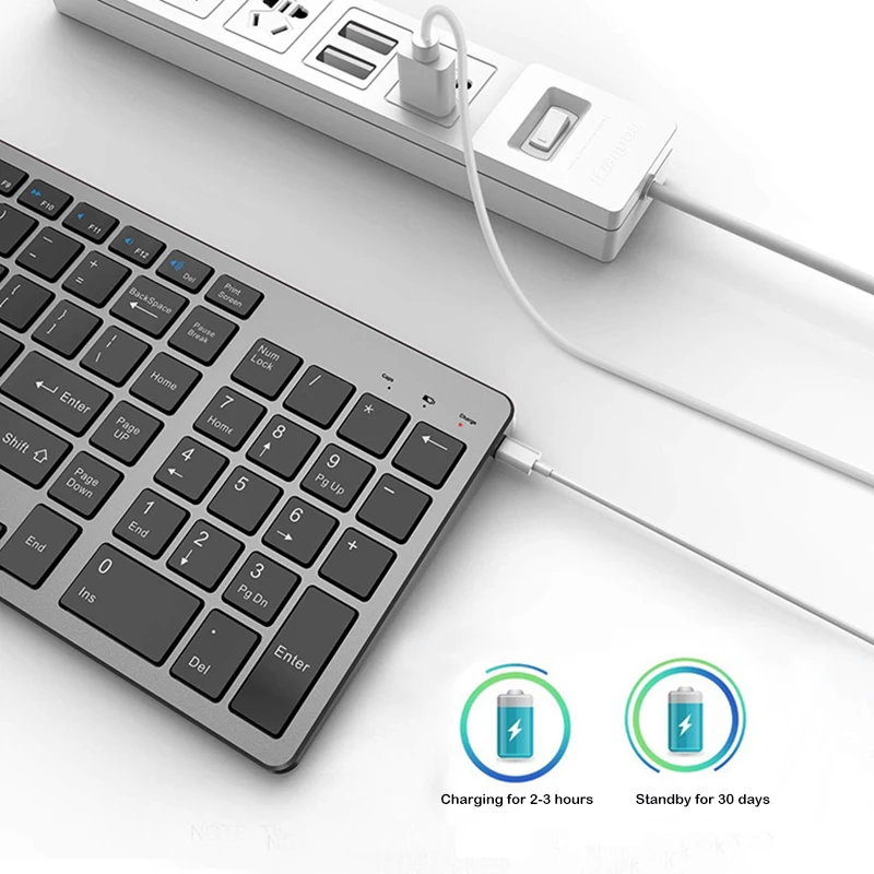 Ultra Slim Wireless Bluetooth Keyboard Compatible for Mac OS/iOS/iPad OS Rechargeable Keyboard for MacBook