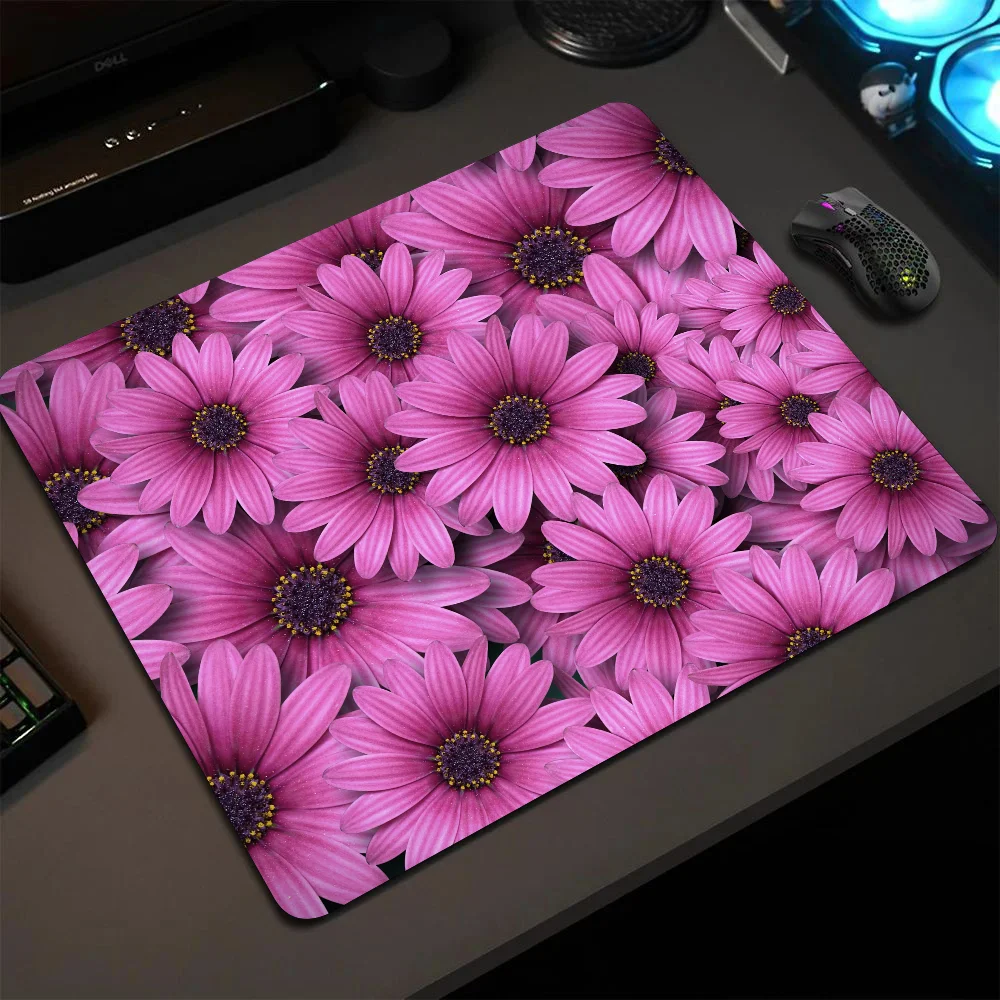 

Daisy Flower Mousepad Small LockEdge Mouse Pad For Gamers Computer Desk Pad Rectangular Anti-slip Rubber