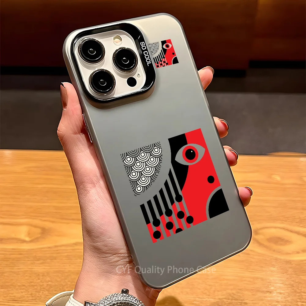 สตูดิโอ T-t-RuF สตูดิโอ Dislocation Art สไตล์เคสโทรศัพท์สําหรับ Apple 11 12 13 14 15 16Pro MAX PLUS ป้องกันชุบฝาครอบโทรศัพท์