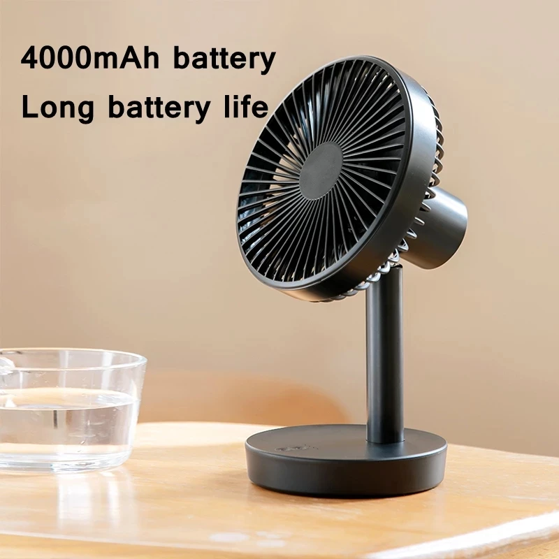 Desktop Rechargeable Fan Small Portable Air Conditioning Appliances Auto Rotation Fan Cooler 3-speed Wind Silent for Home Office