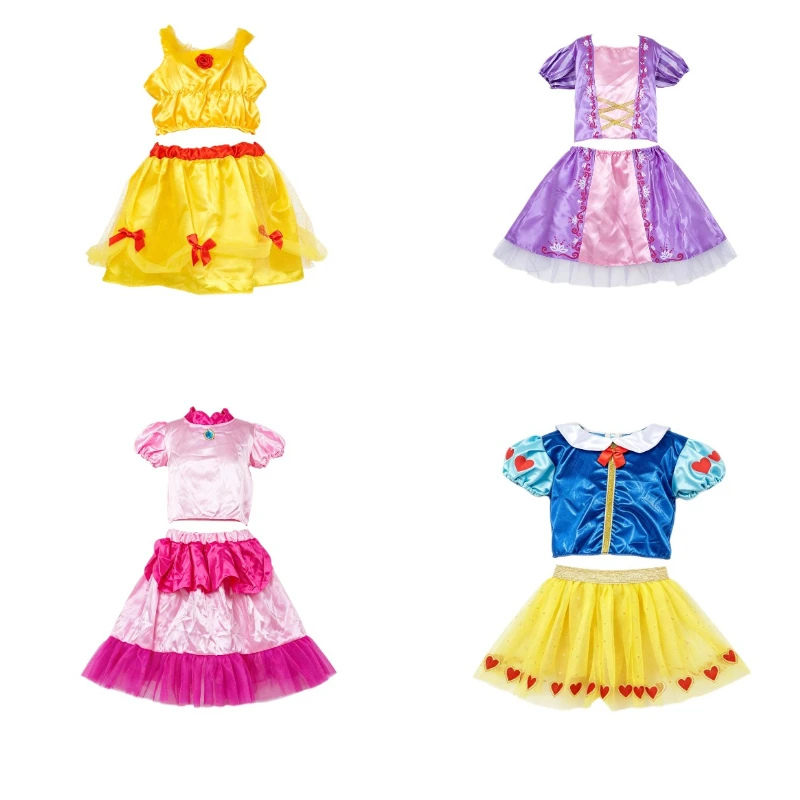 Classic Storybook Character Outfit, Puff Sleeve Top with Layered Tulle Skirt for Holiday Cosplay Performance Gathering Occasion