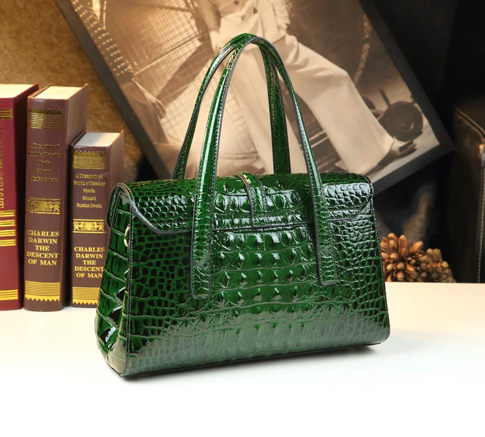 Imagem -06 - Crocodilo Padrão de Couro Bolsas Femininas Moda Ombro Crossbody Bolsa Portátil Versátil 2024 Nova Mãe Boston Travesseiro Bolsas