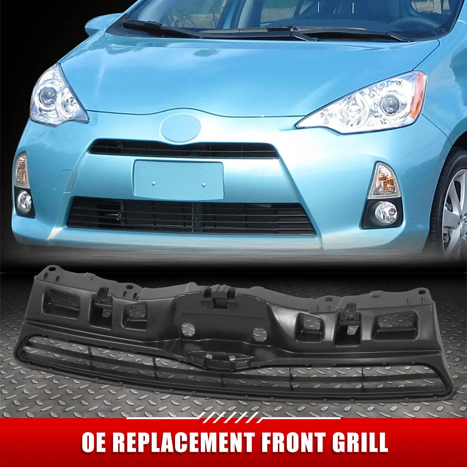 

US For 12-14 Toyota Prius C OE Style Matte Black Front Bumper Grille Grill Assembly