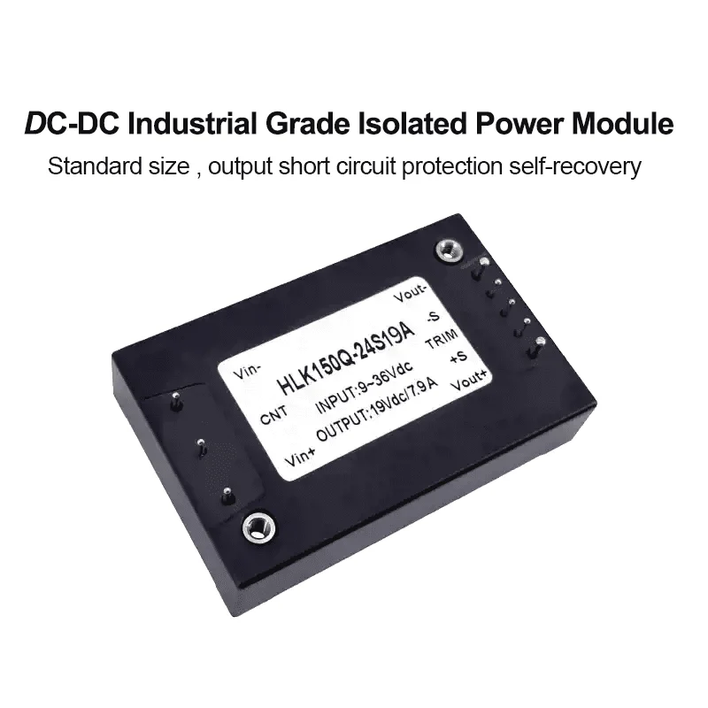 

Промышленный модуль DC-DC преобразователя 150 Вт, 1/4 Brick | без радиатора | Вход 9-36В, выход 19В/24В | Высокоэффективный (90%)
