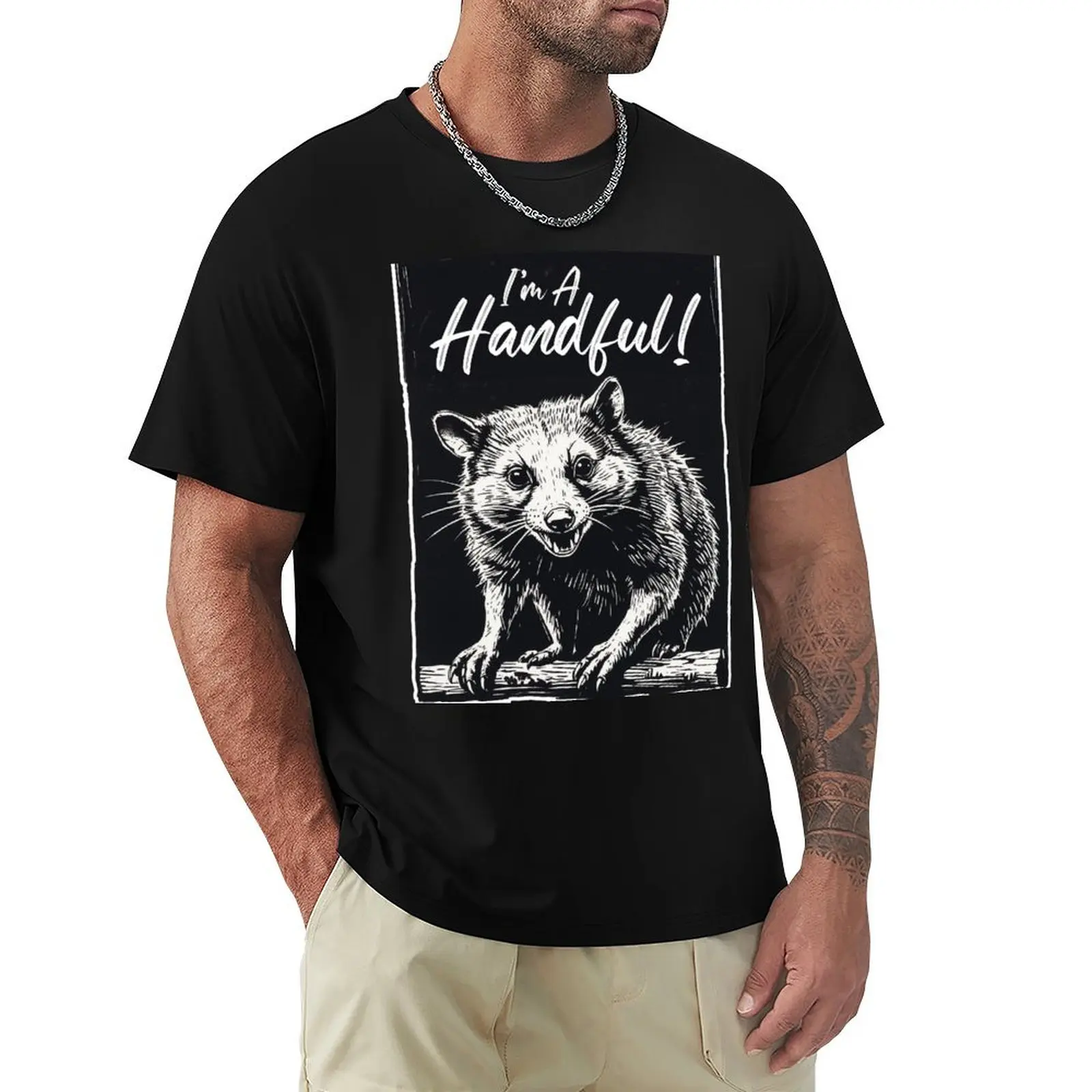 

I'm a Handful with Opossum T-Shirt anime stuff quick drying mens vintage t shirts