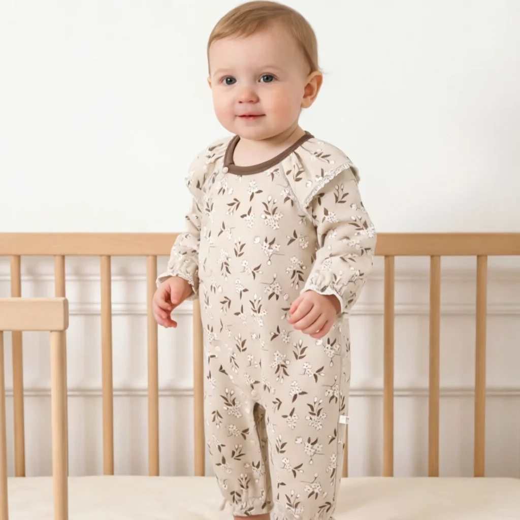 Baby Girl Romper 100% Cotton Seamless Long Sleeve Newborn Infant Home Wear Pajamas Spring All Seasons Soft Outfits for 0-24M