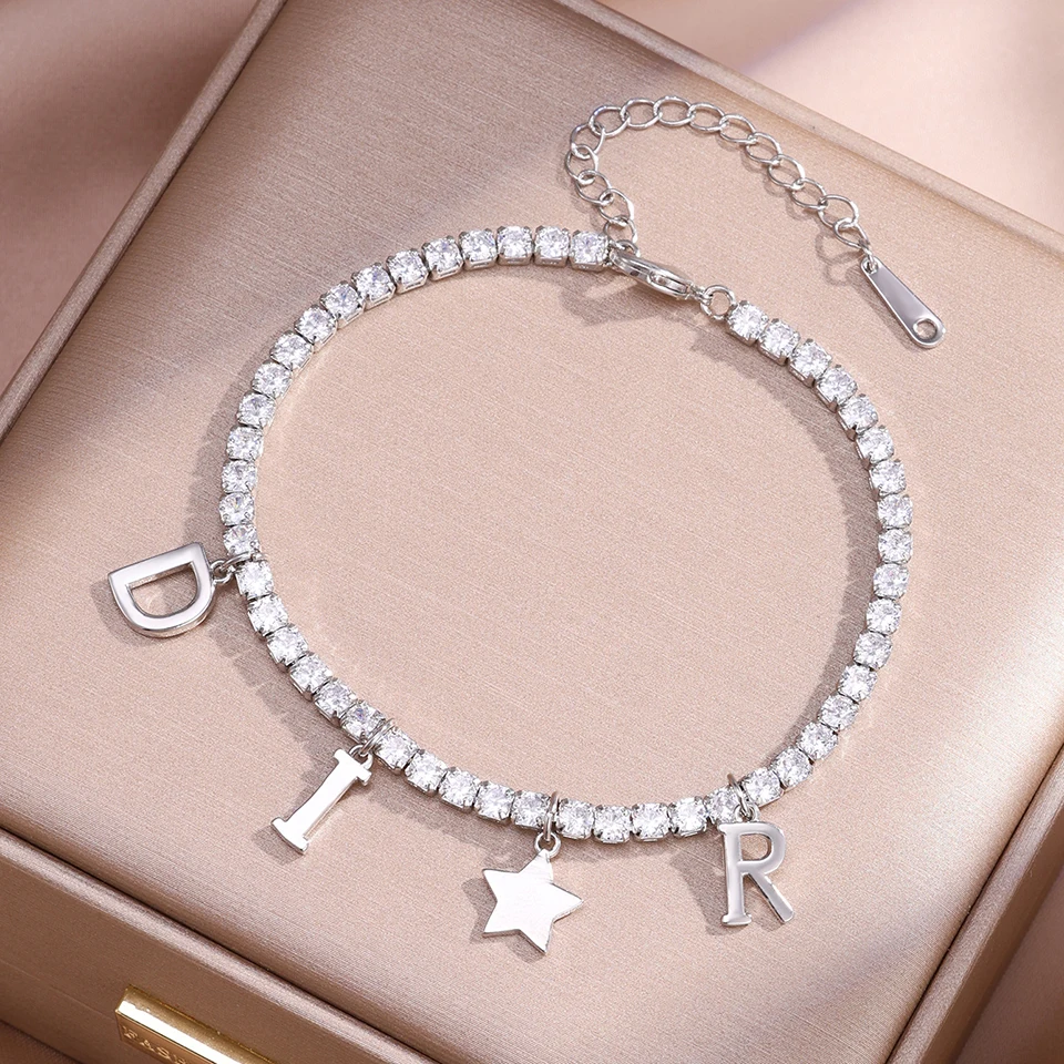 Yupsk كوريا موضة جديدة رسالة دلاية شكل نجمة سوار ساحر لامعة مستديرة الزركون تنس سوار مجوهرات فاخرة اكسسوارات هدية