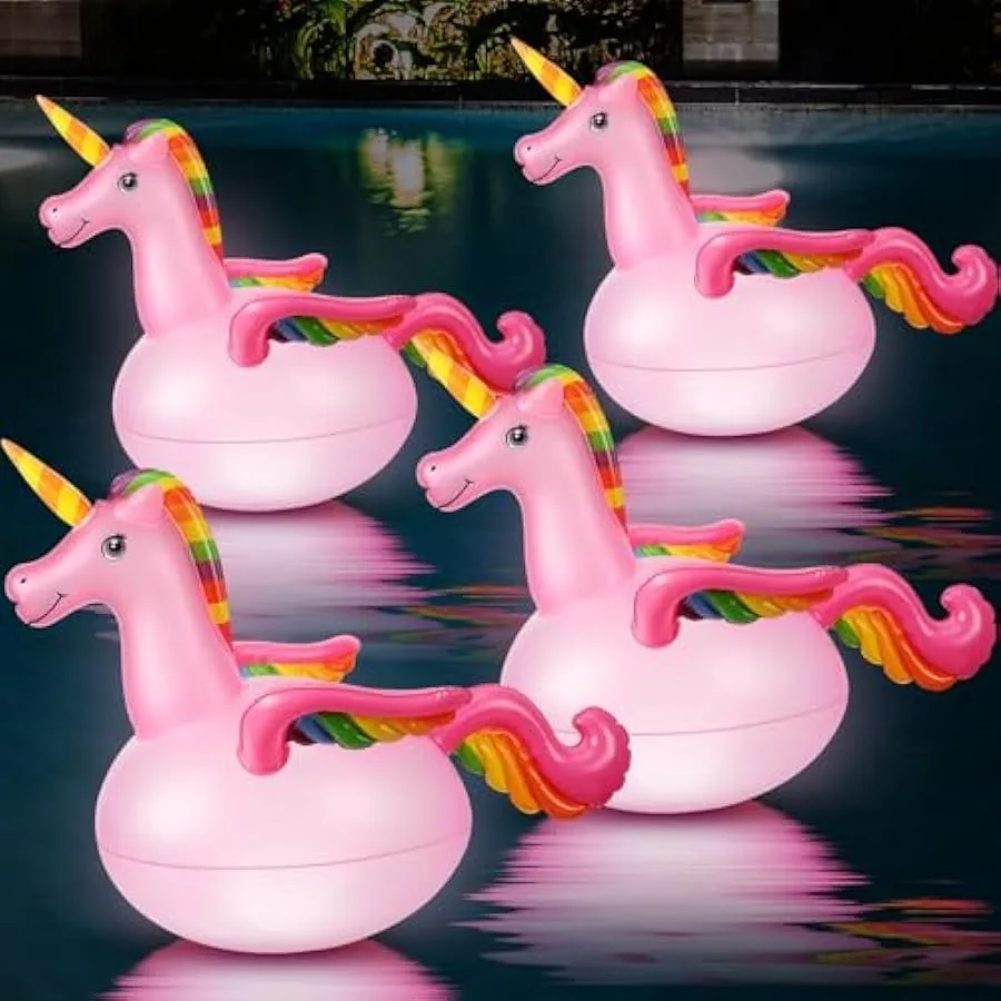 

Silkfly 4 Pcs Solar Unicorn for Pool Floating Pool Lights 22 Inch Large Light up Unicorn Solar Pool Lights Ip68 Waterproof Infl