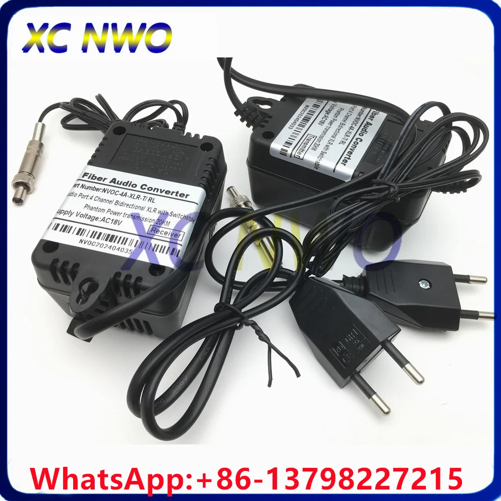 4Ch Forward XLR Mircophone Balanced 3Pin Audio Over ST/FC/LC/SC Fiber Converter Transceiver with Switchable Phantom Power 48V