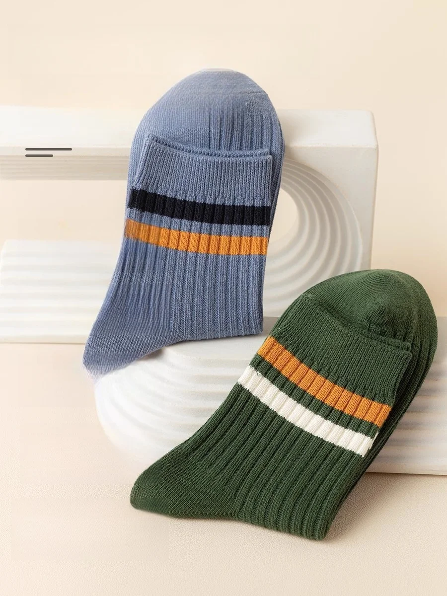 DOIAESKV Лидер продаж, хлопковые мужские носки, повседневные дышащие носки, мужские однотонные длинные носки высокого качества, полосатые носки для пар, ЕС 39-44