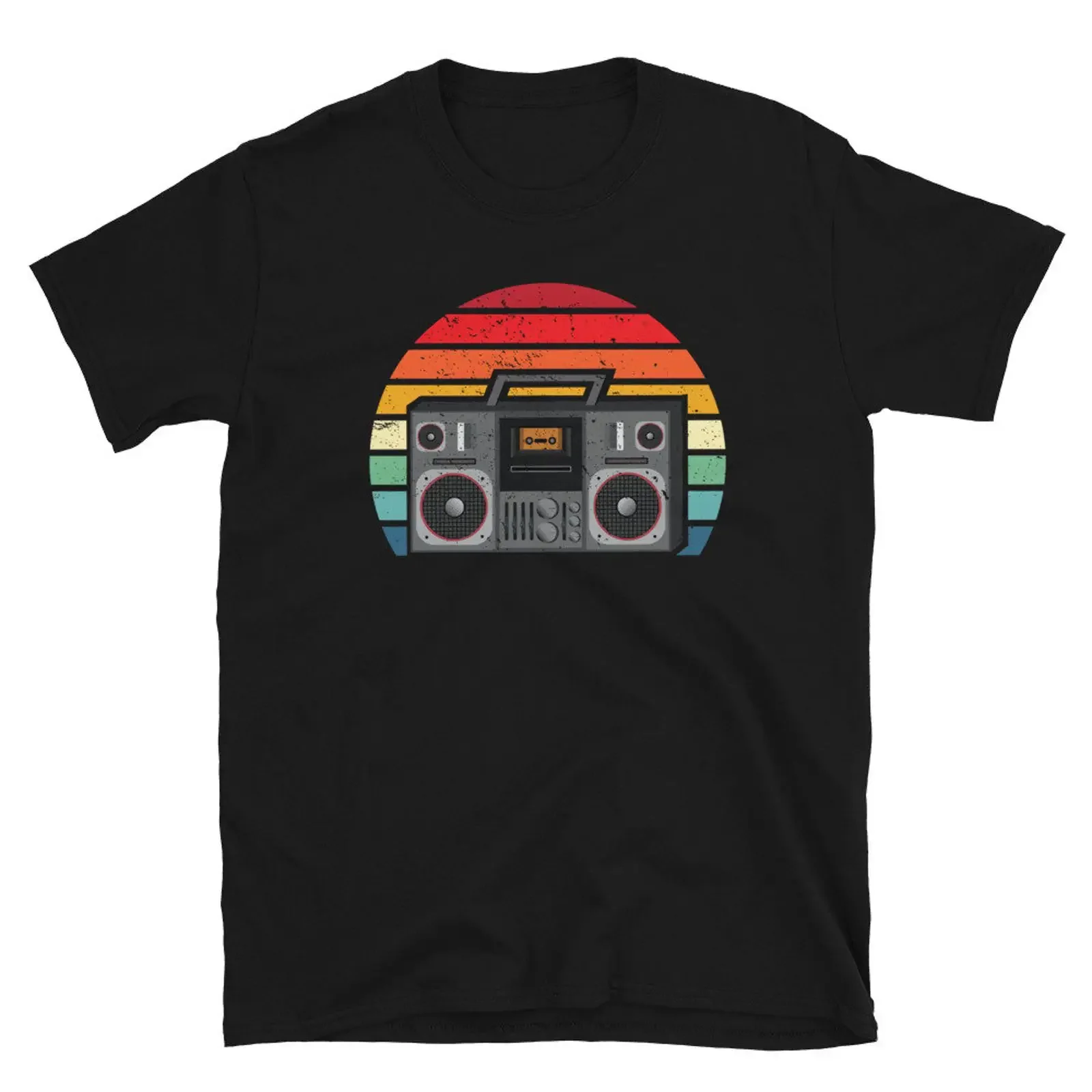 Retro Boombox Vintage T Shirt 80s 90s Old School Music Lover Hip Hop Rap Casual vintage Washed Slightly Breathable Stylish